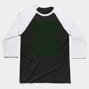 Christmas Pattern Pine Needles and Red Berries Baseball T-Shirt